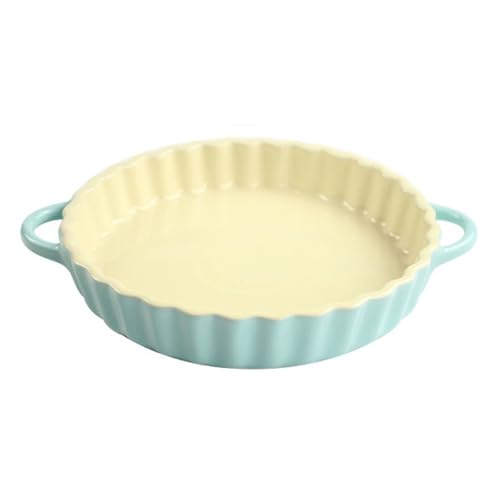 TLMDXTEU Keramik-Auflaufform Keramik-Backblech 6 Zoll Einfache Backform Runde Platte(Blau) von TLMDXTEU