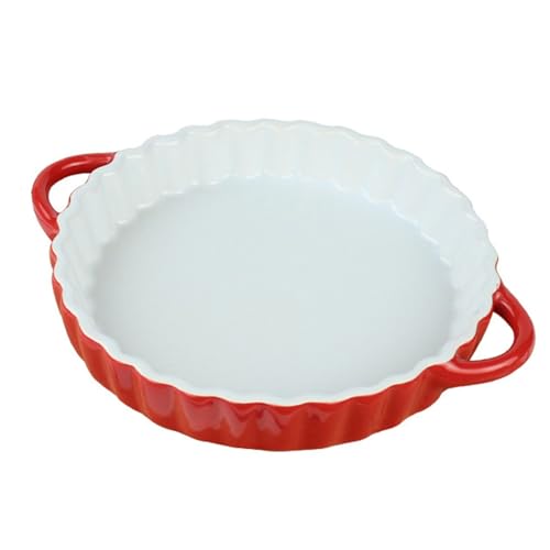 TLMDXTEU Keramik-Auflaufform Keramik-Backblech 6 Zoll Einfache Backform Runde Platte(rot) von TLMDXTEU
