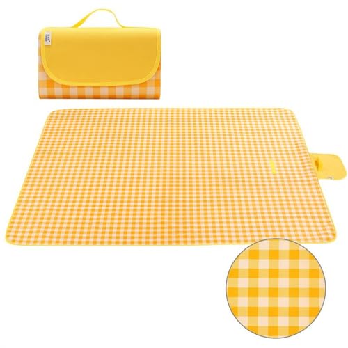 TLMDXTEU Oxford Tuch Boden Matte Camping Strand Matte Outdoor Picknick Matte Ideal für Outdoor(Gelb,200x200cm) von TLMDXTEU