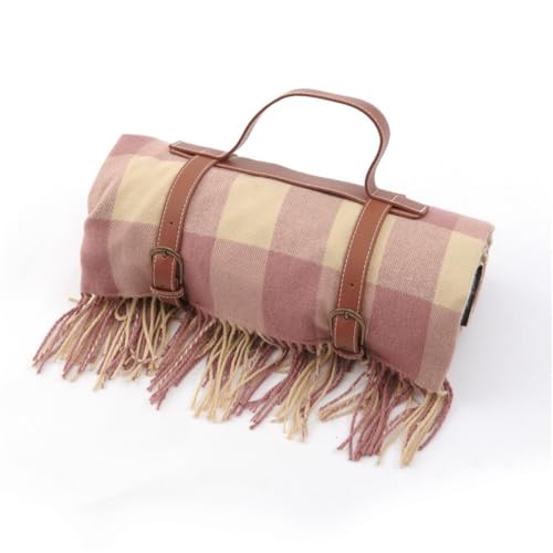 TLMDXTEU Picknickdecke Picknickmatte Lederband Quaste Ideal für Outdoor(Lila) von TLMDXTEU