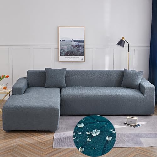 TLMQYXZE Wasserabweisend Sofabezug Ecksofa L Form Sofa Überwürfe Stretch Sofabezug, Rechts Oder Links Mit Kissenbezügen Waschbar Universal-Couchbezug, Sofa Cover L Shape(Dark Grey,145CM-185CM) von TLMQYXZE