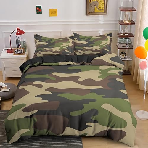 Bettwäsche 140x200 Camouflage 110g/㎡ Microfaser Bettwäsche Kinder Mit Reißverschluss + One Piece Kissenbezug 80x80 Deko Schlafzimmer Bettwäsche für Kinder Geeignet von TLPUIKY