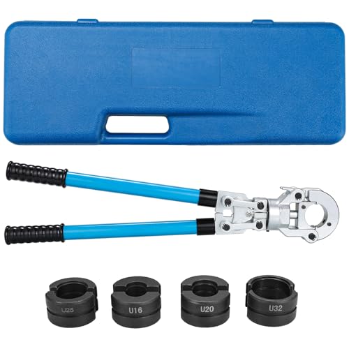 Profi Presszange U-Kontur, Rohrpresszange Set, Handpresse Presszange, mit um 360° drehbarem Kopf, Ausziehbarer Griff, für PEX-Rohre, Verbundrohr, Incl U16, U20, U25, U32 von TLSUNNY