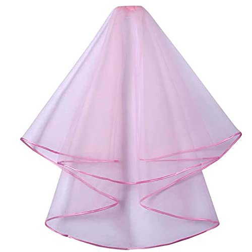 Brautschleier, schlichter Kathedralschleier aus Tüll for Damen, for Junggesellinnenabschiede und Junggesellinnenabschiede, WV-1, lang, rosa, 1-stufig, 68,9–175 cm, mehr als eine Größe.(Short - Pink - Brautschleier, schlichter Kathedralschleier aus Tüll for Damen, for Junggesellinnenabschiede und Junggesellinnenabschiede, WV-1, lang, rosa, 1-stufig, 68,9–175 cm, mehr als eine Größe.(Short - Pink - von TLTLT