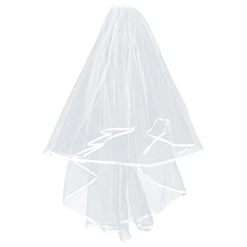 Brautschleier, schlichter Kathedralschleier aus Tüll for Damen, for Junggesellinnenabschiede und Junggesellinnenabschiede, WV-1, lang, rosa, 1-stufig, 68,9–175 cm, mehr als eine Größe.(Short - White - Brautschleier, schlichter Kathedralschleier aus Tüll for Damen, for Junggesellinnenabschiede und Junggesellinnenabschiede, WV-1, lang, rosa, 1-stufig, 68,9–175 cm, mehr als eine Größe.(Short - White - von TLTLT
