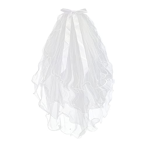 Brautschleier, schlichter Kathedralschleier aus Tüll for Damen, for Junggesellinnenabschiede und Junggesellinnenabschiede, WV-1, lang, rosa, 1-stufig, 68,9–175 cm, mehr als eine Größe.(Short - White P Brautschleier, schlichter Kathedralschleier aus Tüll for Damen, for Junggesellinnenabschiede und Junggesellinnenabschiede, WV-1, lang, rosa, 1-stufig, 68,9–175 cm, mehr als eine Größe.(Short - White P von TLTLT