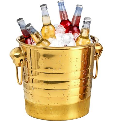 TLTLT Eiskübel for Partys 5-Liter-Weinkübel Getränkebehälter aus Edelstahl mit Griffen Champagnerkübel for Kühlen von Weingetränken bei Banketten TLTLT Eiskübel for Partys 5-Liter-Weinkübel Getränkebehälter aus Edelstahl mit Griffen Champagnerkübel for Kühlen von Weingetränken bei Banketten von TLTLT