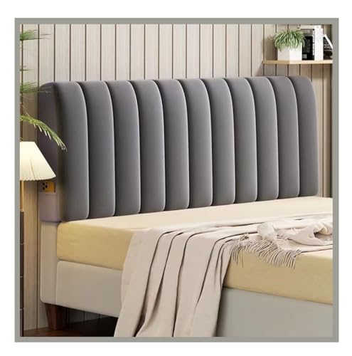TLTLT Samt-Kopfteilbezug for Einzel-/Kingsize-/Doppelbett, 120/150/180 cm, staubdichter Stretchbezug in Weiß, Hellgrau, Rosa.(Dark Gray,200x60cm) von TLTLT