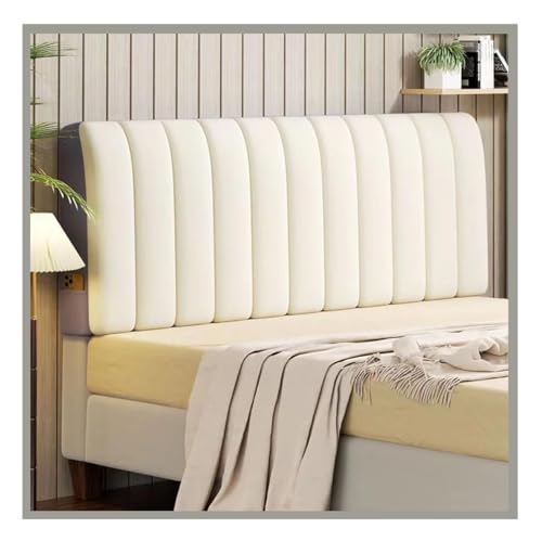 TLTLT Samt-Kopfteilbezug for Einzel-/Kingsize-/Doppelbett, 120/150/180 cm, staubdichter Stretchbezug in Weiß, Hellgrau, Rosa.(Ivory,220x60cm) von TLTLT