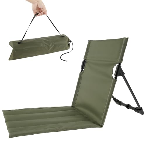 TLTLT Tragbarer, klappbarer Strandliegestuhl – Leichter, niedriger Bodenstuhl mit Rückenlehne for Strand, Camping, Festivals und den Einsatz im Freien(Army Green) von TLTLT