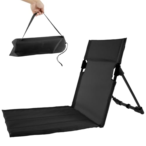 TLTLT Tragbarer, klappbarer Strandliegestuhl – Leichter, niedriger Bodenstuhl mit Rückenlehne for Strand, Camping, Festivals und den Einsatz im Freien(Black) von TLTLT