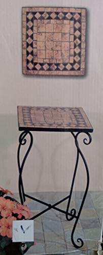 TLW direkt Marokkanischer Mosaik-Tisch terrakotta Tischplatte aus Steinzeug mit geschwungenem Metallgestell ca. 35x35x60cm von TLW direkt