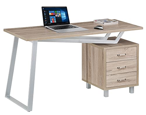 Techly 105940 Computertisch im modernen Design mit drei Schubladen Eiche Eiche von Techly