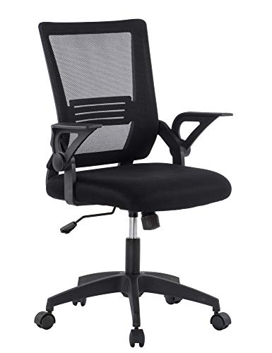 Techly 108118 Bürostuhl mit gepolsterter Sitzfläche und Rückenlehne aus schwarzem Netzgewebe von Techly