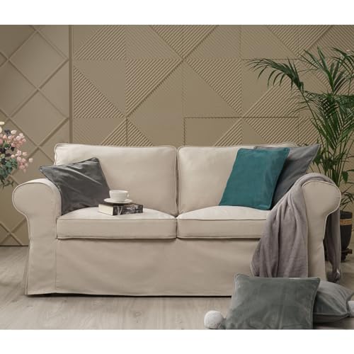 TLYESD Ersatzbezug für IKEA Ektorp 2-Sitzer-Sofa, Baumwoll-Stoff Hellkhaki von TLYESD