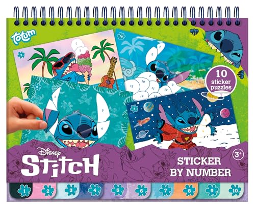 Stitch Sticker & Zahlen Malbuch für Kinder | Kreatives Lernbuch mit Stickern und Ausmalbildern | Fördert Zahlenverständnis & Motorik für kleine Künstler von Totum