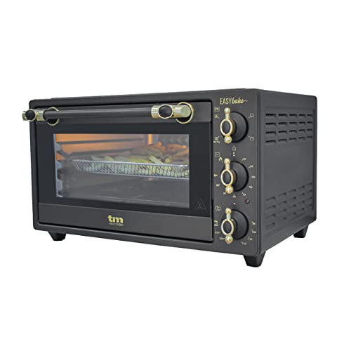 TM Electron EASYBAKE TMPHO020RAN Minibackofen im Retro-Design mit ölfreier Fritteusefunktion, 20 Liter, Temperatur einstellbar von 80 °C bis 250 °C, 5 Funktionen, inklusive 4 Zubehörteilen von TM Electron