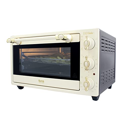 TM Electron EASYBAKE TMPHO020REB Minibackofen im Retro-Design mit ölfreier Fritteusefunktion, 20 Liter, Temperatur einstellbar von 80 °C bis 250 °C, 5 Funktionen, inklusive 4 Zubehörteilen von TM Electron