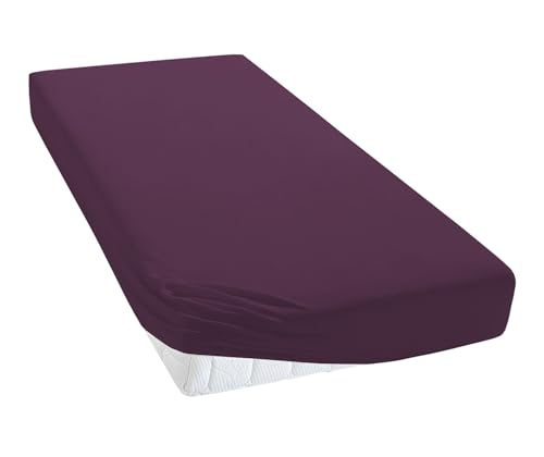 TM MAXX Jersey Spannbettlaken für Baby und Kinder mit Öko-Tex Standard (Aubergine 031, 70x160) Matratzenhöhe bis 15 cm, Spannbetttuch aus 100% Baumwolle von TM Maxx