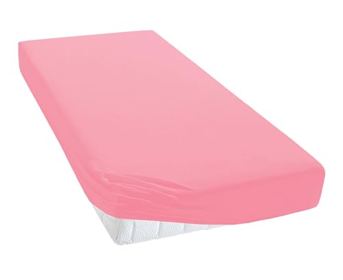 TM MAXX Jersey Spannbettlaken für Baby und Kinder mit Öko-Tex Standard (Rosa 005, 80x180) Matratzenhöhe bis 25 cm, Spannbetttuch aus 100% Baumwolle von TM Maxx