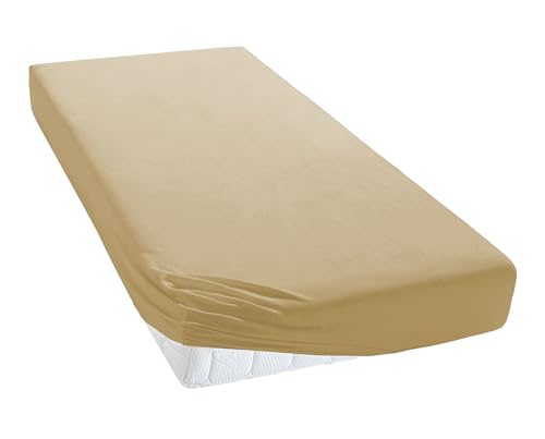 TM MAXX Jersey Spannbettlaken für Baby und Kinder mit Öko-Tex Standard (Sand 018, 80x200) Matratzenhöhe bis 30 cm, Spannbetttuch aus 100% Baumwolle von TM Maxx