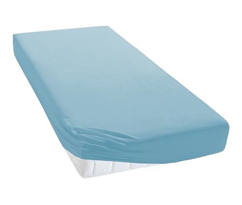 TM MAXX Jersey Spannbettlaken für Baby und Kinder mit Öko-Tex Standard (Hellblau 009, 80x160) Matratzenhöhe bis 25 cm, Spannbetttuch aus 100% Baumwolle von TM Maxx