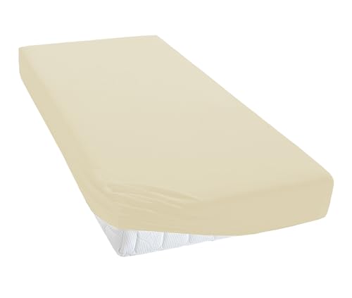 TM MAXX Jersey Spannbettlaken für Baby und Kinder mit Öko-Tex Standard (Creme 019, 80x160) Matratzenhöhe bis 25 cm, Spannbetttuch aus 100% Baumwolle von TM Maxx