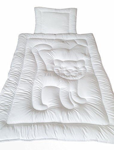 TM Maxx Baby Set Kinderdecke Bettdecke Decke U-Kissen Steppbett mit Kissen • Decke 100x135cm • U-Kissen 40x60cm • Kätzchen Motiv Weiß Zarte Mikrofaser Öko-Tex 100 Nachhaltiges Produkt von TM Maxx
