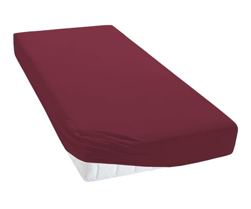 TM MAXX Jersey Spannbettlaken für Baby und Kinder mit Öko-Tex Standard (Bordeaux 023, 140x200) Matratzenhöhe bis 30 cm, Spannbetttuch aus 100% Baumwolle von TM Maxx