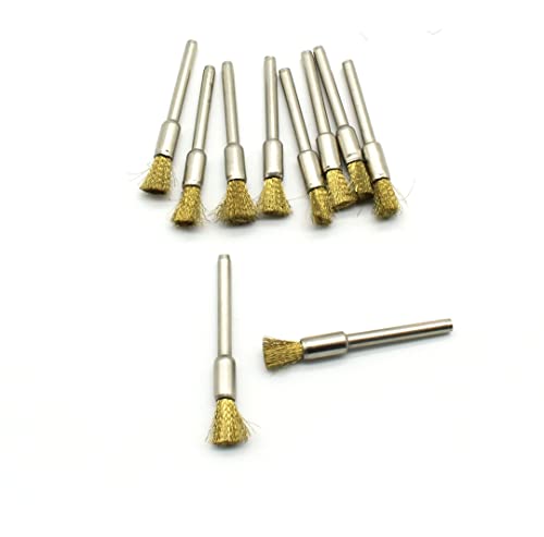 TMAX 10 Stück Messingborsten 1/4 Zoll Stift Drahtbürste #537 mit 1/8 Zoll Schaft für Dremel und andere Drehwerkzeuge von TMAX