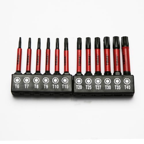 TMAX 12 Stück T6-T40 Schwarz Impact Torsion Schraubendreher Einsatz Bit Torx Star 6 Point, 2 Zoll lang mit 1/4 Zoll Sechskantschaft S2 Stahl, CNC gefräste Spitzen mit Aufbewahrungsbox TMAX 12 Stück T6-T40 Schwarz Impact Torsion Schraubendreher Einsatz Bit Torx Star 6 Point, 2 Zoll lang mit 1/4 Zoll Sechskantschaft S2 Stahl, CNC gefräste Spitzen mit Aufbewahrungsbox von TMAX