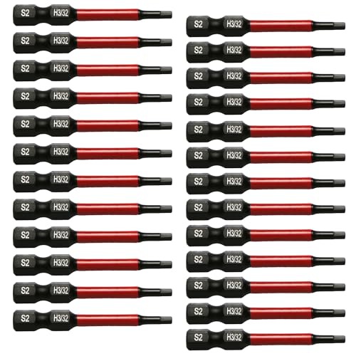 TMAX 25 Stück H3/32 Zoll Schwarz Schlagschrauber Einsatz Bit Set Torsion Hex Head Inbusschlüssel, 1/4 Zoll Sechskantschaft S2 Stahl, CNC gefräste Spitzen, 5,1 cm lang mit Aufbewahrungsbox TMAX 25 Stück H3/32 Zoll Schwarz Schlagschrauber Einsatz Bit Set Torsion Hex Head Inbusschlüssel, 1/4 Zoll Sechskantschaft S2 Stahl, CNC gefräste Spitzen, 5,1 cm lang mit Aufbewahrungsbox von TMAX