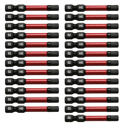 TMAX 25 Stück H5 H-5 mm schwarz Impact Torsion Schraubendreher Einsatz Bit Set Sechskantkopf Inbusschlüssel, 1/4 Zoll Sechskantschaft S2 Stahl, CNC-gefräste Spitzen, 5 cm lang mit Aufbewahrungsbox TMAX 25 Stück H5 H-5 mm schwarz Impact Torsion Schraubendreher Einsatz Bit Set Sechskantkopf Inbusschlüssel, 1/4 Zoll Sechskantschaft S2 Stahl, CNC-gefräste Spitzen, 5 cm lang mit Aufbewahrungsbox von TMAX