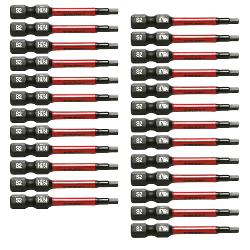 TMAX 25 Stück H7/64 Zoll Schwarz Impact Torsion Schraubendreher Einsatz Bit Set Sechskantkopf Inbusschlüssel, 1/4 Zoll Sechskantschaft S2 Stahl, CNC gefräste Spitzen, 5,1 cm lang mit Aufbewahrungsbox TMAX 25 Stück H7/64 Zoll Schwarz Impact Torsion Schraubendreher Einsatz Bit Set Sechskantkopf Inbusschlüssel, 1/4 Zoll Sechskantschaft S2 Stahl, CNC gefräste Spitzen, 5,1 cm lang mit Aufbewahrungsbox von TMAX