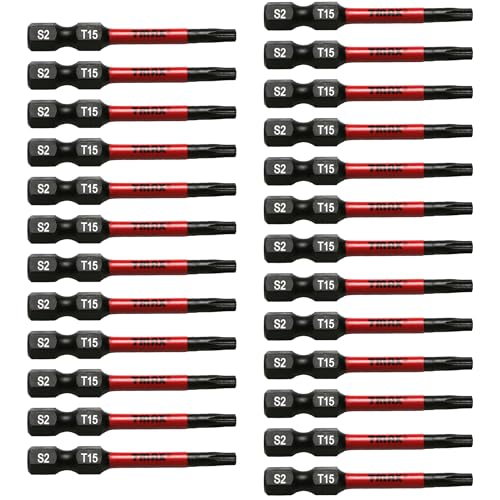 TMAX 25 Stück T15 Schwarz Impact Torsion Schraubendreher Einsatz Bit Torx Star 6 Punkt T-15, 2 Zoll lang mit 1/4 Zoll Sechskantschaft S2 Stahl, CNC gefräste Spitzen mit Aufbewahrungsbox TMAX 25 Stück T15 Schwarz Impact Torsion Schraubendreher Einsatz Bit Torx Star 6 Punkt T-15, 2 Zoll lang mit 1/4 Zoll Sechskantschaft S2 Stahl, CNC gefräste Spitzen mit Aufbewahrungsbox von TMAX