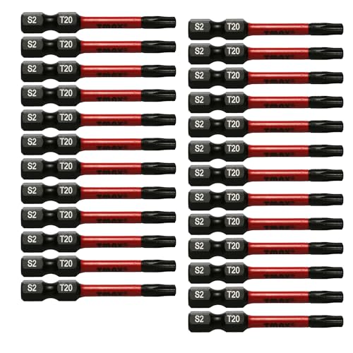 TMAX 25 Stück T20 Schwarz Impact Torsion Schraubendreher Einsatz Bit Set Torx Star 6 Punkt T-20, 2 Zoll lang mit 1/4 Zoll Sechskantschaft S2 Stahl, CNC gefräste Spitzen mit Aufbewahrungsbox TMAX 25 Stück T20 Schwarz Impact Torsion Schraubendreher Einsatz Bit Set Torx Star 6 Punkt T-20, 2 Zoll lang mit 1/4 Zoll Sechskantschaft S2 Stahl, CNC gefräste Spitzen mit Aufbewahrungsbox von TMAX