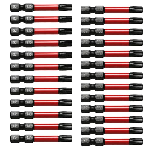TMAX 25 Stück T30 Schwarz Impact Torsion Schraubendreher Einsatz Bit Torx Star 6 Punkt T-30, 2 Zoll lang mit 1/4 Zoll Sechskantschaft S2 Stahl, CNC gefräste Spitzen mit Aufbewahrungsbox TMAX 25 Stück T30 Schwarz Impact Torsion Schraubendreher Einsatz Bit Torx Star 6 Punkt T-30, 2 Zoll lang mit 1/4 Zoll Sechskantschaft S2 Stahl, CNC gefräste Spitzen mit Aufbewahrungsbox von TMAX