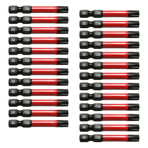 TMAX 25 Stück T35 Schwarz Impact Torsion Schraubendreher Einsatz Bit Torx Star 6 Punkt T-35, 2 Zoll lang mit 1/4 Zoll Sechskantschaft S2 Stahl, CNC gefräste Spitzen mit Aufbewahrungsbox TMAX 25 Stück T35 Schwarz Impact Torsion Schraubendreher Einsatz Bit Torx Star 6 Punkt T-35, 2 Zoll lang mit 1/4 Zoll Sechskantschaft S2 Stahl, CNC gefräste Spitzen mit Aufbewahrungsbox von TMAX