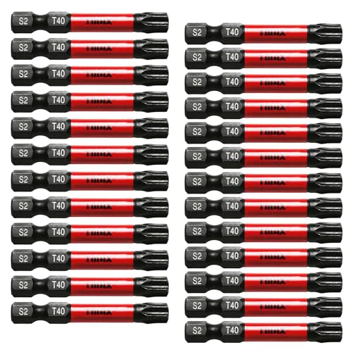 TMAX 25 Stück T40 Schwarz Impact Torsion Schraubendreher Einsatz Bit Torx Star 6 Punkt T-40, 2 Zoll lang mit 1/4 Zoll Sechskantschaft S2 Stahl, CNC gefräste Spitzen mit Aufbewahrungsbox TMAX 25 Stück T40 Schwarz Impact Torsion Schraubendreher Einsatz Bit Torx Star 6 Punkt T-40, 2 Zoll lang mit 1/4 Zoll Sechskantschaft S2 Stahl, CNC gefräste Spitzen mit Aufbewahrungsbox von TMAX