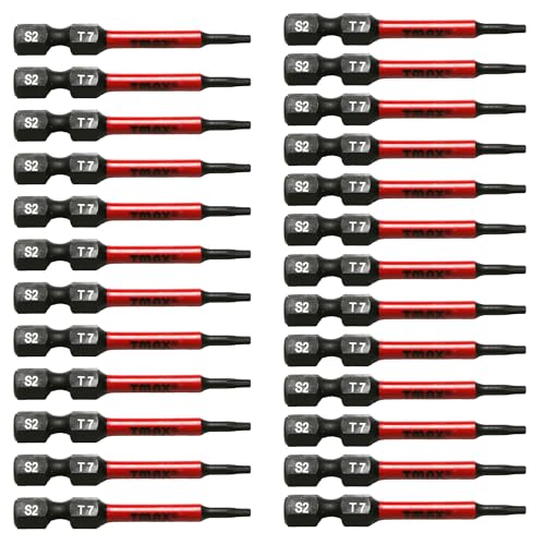 TMAX 25 Stück T7 Schwarz Impact Torsion Schraubendreher Einsatz Bit Torx Star 6 Punkt T-7, 2 Zoll lang mit 1/4 Zoll Sechskantschaft S2 Stahl, CNC gefräste Spitzen mit Aufbewahrungsbox TMAX 25 Stück T7 Schwarz Impact Torsion Schraubendreher Einsatz Bit Torx Star 6 Punkt T-7, 2 Zoll lang mit 1/4 Zoll Sechskantschaft S2 Stahl, CNC gefräste Spitzen mit Aufbewahrungsbox von TMAX