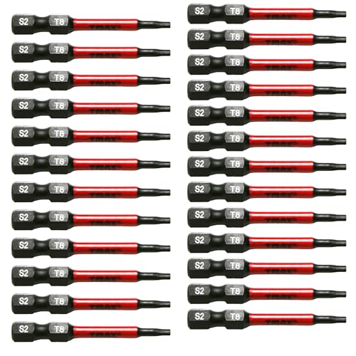 TMAX 25 Stück T8 Schwarz Impact Torsion Schraubendreher Einsatz Bit Torx Star 6 Punkt T-8, 2 Zoll lang mit 1/4 Zoll Sechskantschaft S2 Stahl, CNC gefräste Spitzen mit Aufbewahrungsbox TMAX 25 Stück T8 Schwarz Impact Torsion Schraubendreher Einsatz Bit Torx Star 6 Punkt T-8, 2 Zoll lang mit 1/4 Zoll Sechskantschaft S2 Stahl, CNC gefräste Spitzen mit Aufbewahrungsbox von TMAX