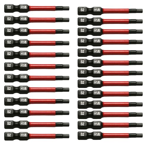TMAX 25-teiliges H1/8-Zoll-Schlagschrauber-Einsatz-Bit-Set, Torsion-Sechskantkopf-Inbusschlüssel, 1/4-Zoll-Sechskantschaft, S2-Stahl, CNC-gefräste Spitzen, 5,1 cm lang, mit Aufbewahrungsbox TMAX 25-teiliges H1/8-Zoll-Schlagschrauber-Einsatz-Bit-Set, Torsion-Sechskantkopf-Inbusschlüssel, 1/4-Zoll-Sechskantschaft, S2-Stahl, CNC-gefräste Spitzen, 5,1 cm lang, mit Aufbewahrungsbox von TMAX
