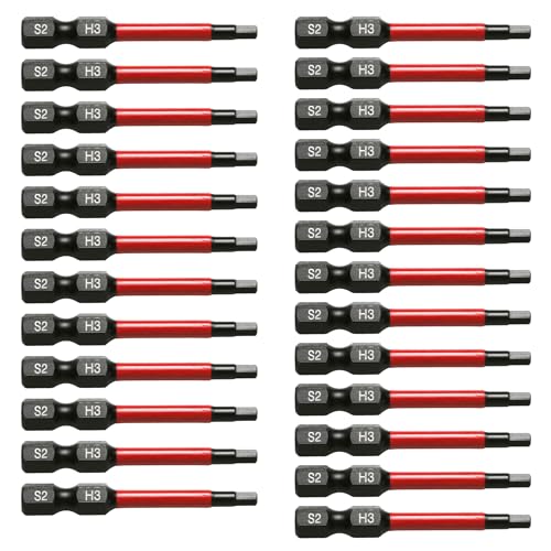 TMAX 25-teiliges H3 H-3 mm schwarzes Schlagschraubereinsatz-Set, Torsion-Sechskantkopf-Inbusschlüssel, 1/4-Zoll-Sechskantschaft, S2-Stahl, CNC-gefräste Spitzen, 5,1 cm lang mit Aufbewahrungsbox TMAX 25-teiliges H3 H-3 mm schwarzes Schlagschraubereinsatz-Set, Torsion-Sechskantkopf-Inbusschlüssel, 1/4-Zoll-Sechskantschaft, S2-Stahl, CNC-gefräste Spitzen, 5,1 cm lang mit Aufbewahrungsbox von TMAX