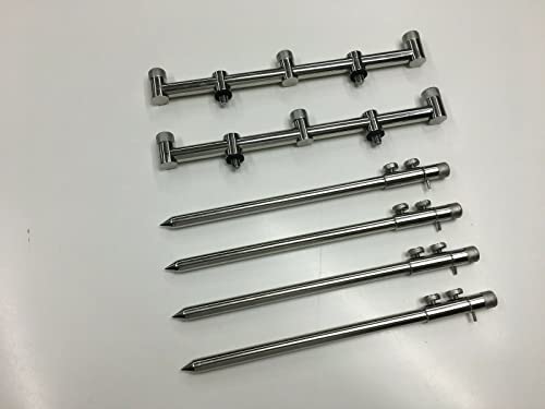 TMC 2 x 3 Rod Edelstahl Buzz Bars & 4 x 30-50cm Doppelschrauben-Banksticks von TMC