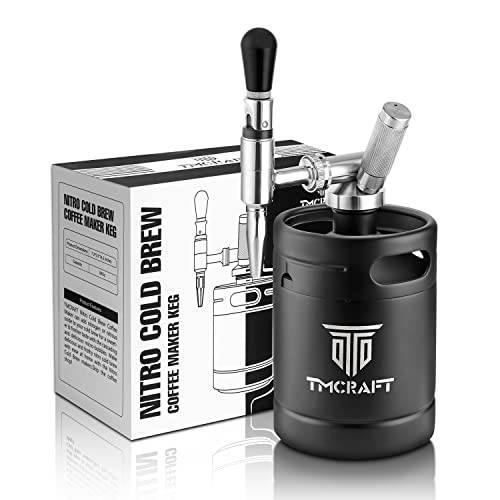 TMCRAFT 64oz Nitro Cold Brew Kaffeemaschine, Edelstahl Stout Cream Wasserhahn & Druckentlastungsventil, Home Brew Kaffeefass Stickstoff Kaffeefass von TMCRAFT