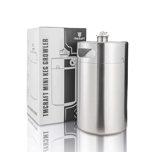 TMCRAFT 8 Liter Mini Growler Keg, tragbares Edelstahl-Bierfass mit Rotundität Spiraldeckel für Hausbrauen, Crafting und Fassbier von TMCRAFT