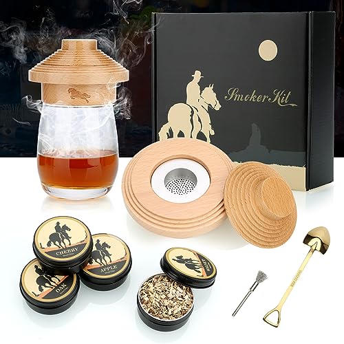 Cocktail Smoker Kit，Whisky Steine, Cocktail Zubehör mit 4 Geschmacksrichtungen Holzchips，Old Fashioned Whiskey Smoker Drinks Kit Geschenke für Männer, Papa, Ehemann,Cocktail Smoker. von TMEOIIPY