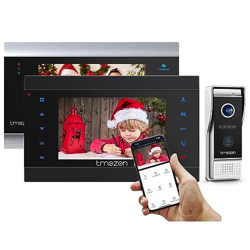 TMEZON WLAN Video Türsprechanlage Türklingel Gegensprechanlage System, 7 Zoll 1080P WLAN Monitor mit Verdrahteter Kamera im Freien(2M1C) Für 1-Familienhaus, Fernbedienung Türöffner und App von TMEZON