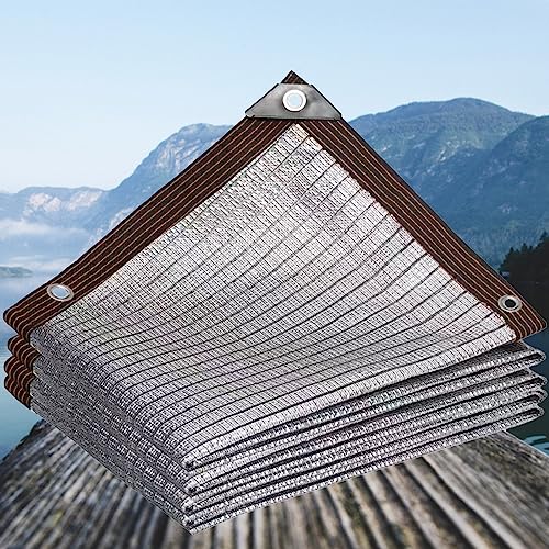 Sonnensegel Shade Sails Uv Schutz Sichtschutz Schattiernetz 80% - 90% Prozent Shading Rate, Winddichtes Sonnenschutz-WäRmeisolations-Garten-Schattennetz. (Aluminiumfolie / 3 * 3m / 9.8ft*9.8ft) von TMGJShd