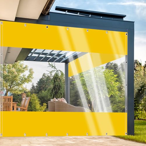 TMGJShd Plane Outdoor Winter Vorhänge Wetterfeste Anpassbar Verdickenplane PVC Outdoor Planenvorhänge für Garten Pavillon Terrassen Balkon Gewächshäuser. (Gelb/Size: H:1.5m W:3.5m) von TMGJShd